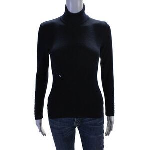 Anne Claire Womens Wool Turtleneck Long Sleeved Ribbed Basic Sweater Blue Size M